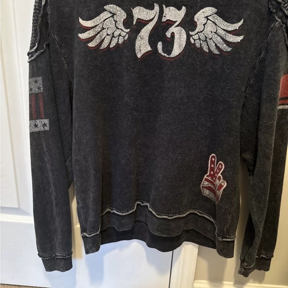 Affliction Sweatshirt Long Sleeve American Custom Bling Size Large - Picture 4 of 4